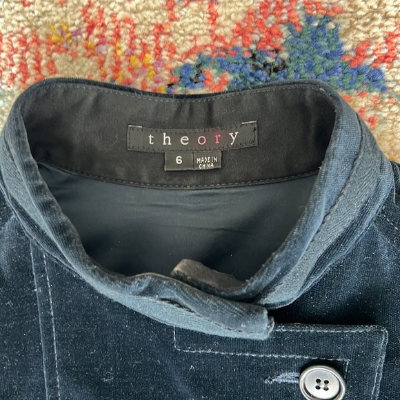 THEORY Navy Velvet Military Style Jacket - Picture 5 of 5